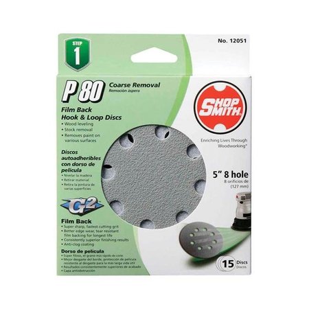 GATOR FINISHING Ali Industries 2364693 5 in. Film Back Hook & Loop Sandpaper Disc - 80 Grit 4594560